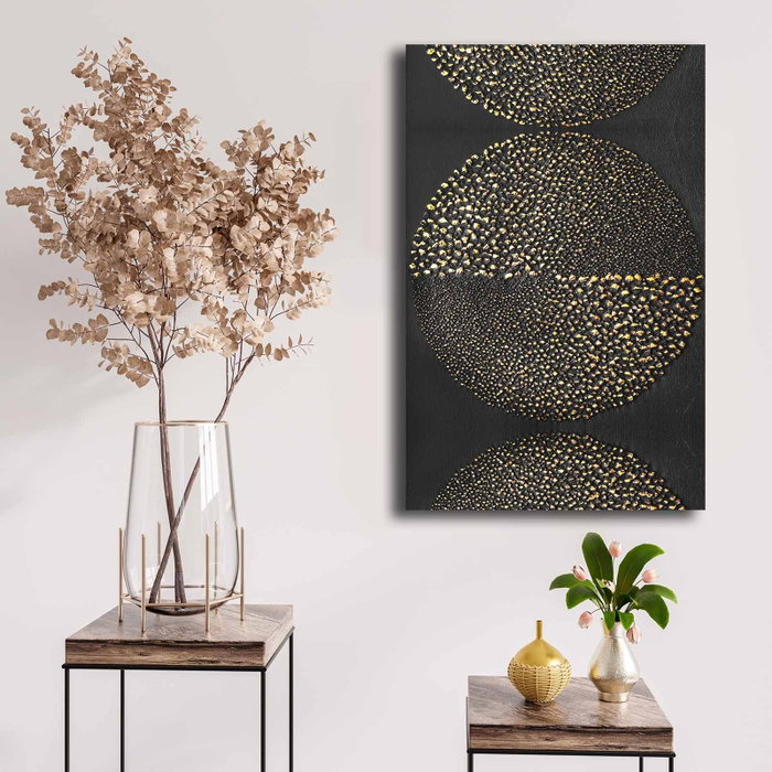 Wallity Cuadro Decorativo sobre Lienzo 45 x 70 cm Dorado, Blanco y Negro